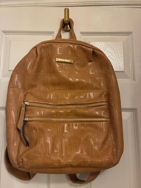 Steve Madden Cognac Embossed Logo Backpack